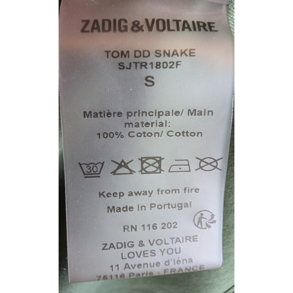 Zadig & Voltaire Tom DD Snake Gradient Ombre Graphic Tee Glam Punk Grunge SML - Picture 7 of 11